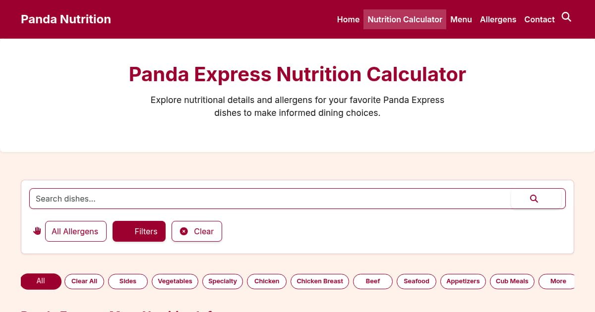 Panda Express Nutrition Calculator